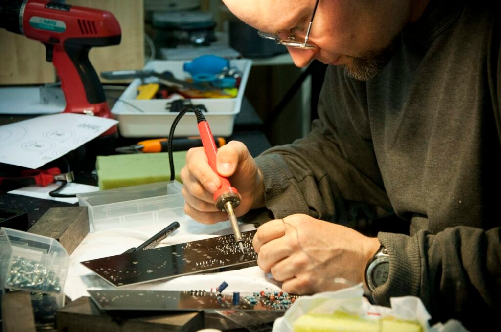 Technician working at the service bench